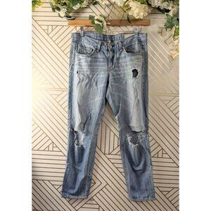 RAG & BONE Women's Boyfriend Jean In Moss Wholes Wash Distressed Size 25 READ